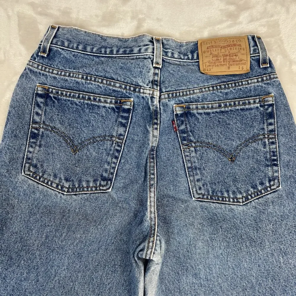 VTG Levis 512 Jeans Womens 10 Blue Denim Slim Fit Straight Leg‎ Bleached Grunge
